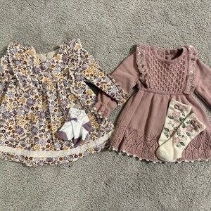 Floral and Knit Kids baby girl Dress Set